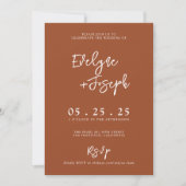 Elegant Burnt Orange Boho UAwg Wedding Einladung (Vorderseite)