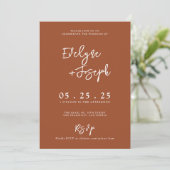Elegant Burnt Orange Boho UAwg Wedding Einladung (Stehend Vorderseite)