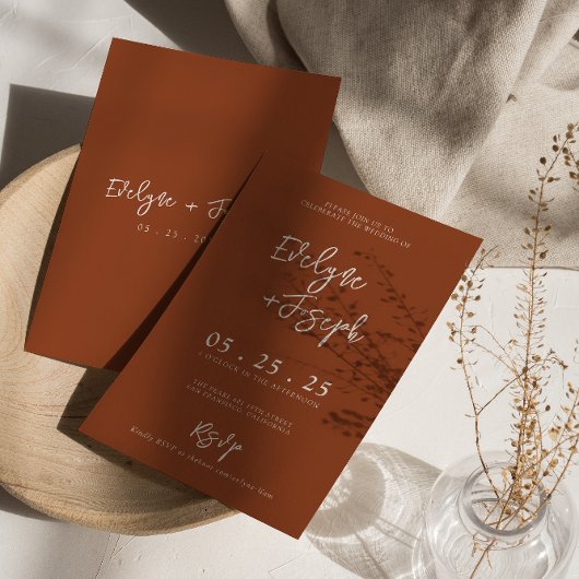 Elegant Burnt Orange Boho UAwg Wedding Einladung
