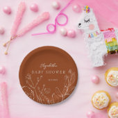 Elegant Burnt Orange Botanical Leaves Pappteller (Party)