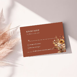 Elegant Burnt Orange Botanische Wildblume Hochzeit RSVP Karte