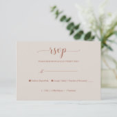 Elegant Burnt Orange Calligraphy Simple RSVP Card Karte (Stehend Vorderseite)