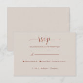 Elegant Burnt Orange Calligraphy Simple RSVP Card Karte (Vorne/Hinten)