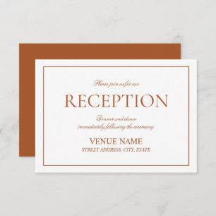 Elegant Burnt Orange Classic Script Empfang Begleitkarte