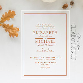 Elegant Burnt Orange Classic Script Wedding Acryleinladungen
