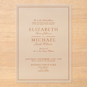 Elegant Burnt Orange Classic Script Wedding Acryleinladungen (Vorderseite)
