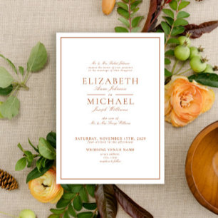 Elegant Burnt Orange Classic Script Wedding Einladung