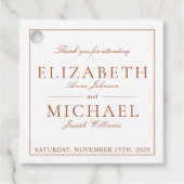 Elegant Burnt Orange Classic Script Wedding Geschenkanhänger (Vorderseite)