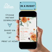 Elegant Burnt Orange Fall Floral Brautparty Einladung