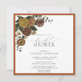 Elegant Burnt Orange Floral Brautparty Einladung (Vorderseite)
