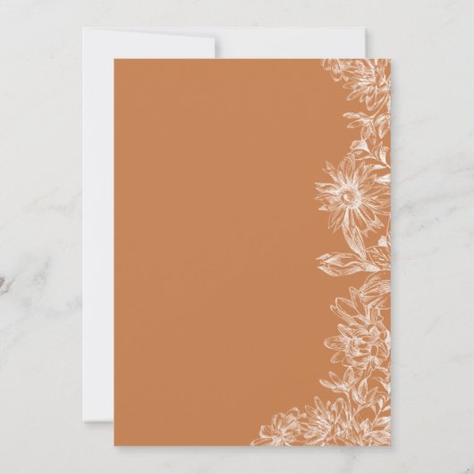 Elegant Burnt Orange Floral First Holy Communion Einladung (Rückseite)