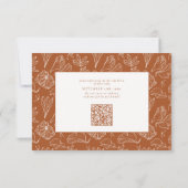 Elegant Burnt Orange Floral Line Art Wedding RSVP (Rückseite)