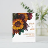 Elegant Burnt Orange Floral Wedding Einladung (Stehend Vorderseite)