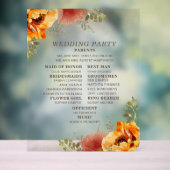 Elegant Burnt Orange Floral Wedding Program Acrylschild (Neutral)