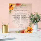 Elegant Burnt Orange Floral Wedding Program Acrylschild (Hochzeit)