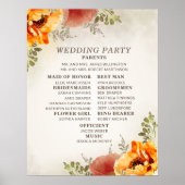 Elegant Burnt Orange Floral Wedding Program Poster (Vorne)