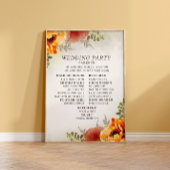 Elegant Burnt Orange Floral Wedding Program Poster