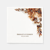 Elegant Burnt Orange Floral Wedding Serviette (Vorderseite)