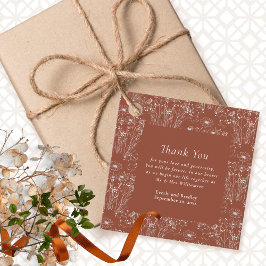 Elegant Burnt Orange Floral Wedding Vielen Dank Geschenkanhänger