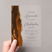 Elegant Burnt Orange Gold Agate Script Wedding Acryleinladungen (Insitu (Handheld))