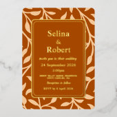 Elegant Burnt Orange Herbstlaubs Folieneinladung (Vorderseite)