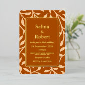 Elegant Burnt Orange Herbstlaubs Folieneinladung (Stehend vorne)