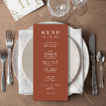 Elegant Burnt Orange Let's Eat Calligraphy Wedding Menükarte<br><div class="desc">A modern and elegant minimalist chic wedding terracotta fall dinner menu. Which features chic template design of burnt orange solid background and white typography . And let's eat wording in elegant chic white calligraphy. Grab it and make your wedding menu chic and classy.</div>