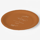 Elegant Burnt Orange Minimalistische Blätter Hochz Pappteller (Schrägansicht)
