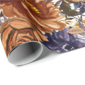 Elegant Burnt Orange Navy Blauer Herbst Herbstflor Geschenkpapier (Rolleneckpunkt)