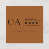 Elegant Burnt Orange Neutral Boho Moderne einzigar Quadratische Visitenkarte (Rückseite)