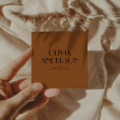 Elegant Burnt Orange Neutral Boho Moderne einzigar Quadratische Visitenkarte