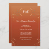 Elegant Burnt Orange PhD Abschluss Einladung (Vorne/Hinten)