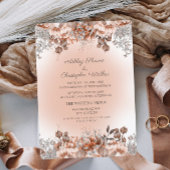 Elegant Burnt Orange Pink Herbstblütenhochzeit Einladung