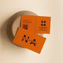 Elegant Burnt Orange QR Code Monogram Logo Boho