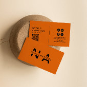 Elegant Burnt Orange QR Code Monogram Logo Boho Visitenkarte