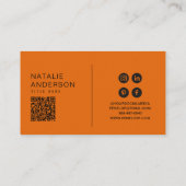 Elegant Burnt Orange QR Code Monogram Logo Boho Visitenkarte (Rückseite)