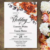 Elegant Burnt Orange Rose Floral Wedding Einladung