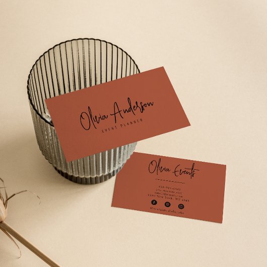 Elegant Burnt Orange Terracotta Boho Chic Modern Visitenkarte