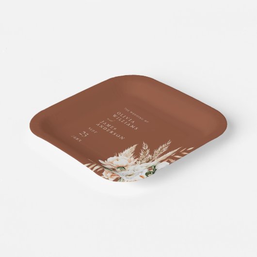 Elegant Burnt Orange Terracotta Hochzeitsfeier Pappteller (Gewinkelt)