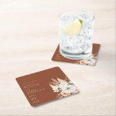 Elegant Burnt Orange Terracotta Hochzeitsfeier Rechteckiger Pappuntersetzer (Vor Ort)