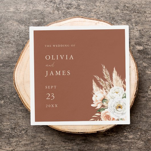 Elegant Burnt Orange Terracotta Hochzeitsfeier Serviette