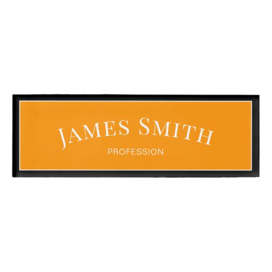 Elegant Burnt Orange und Black Trendy Beruflich Namenschild (Vorderseite)
