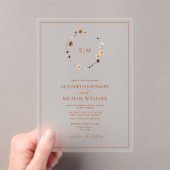 Elegant Burnt Orange Wappen Monogram Wedding Acryleinladungen (Insitu (Handheld))