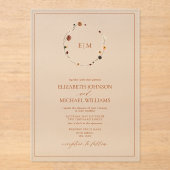 Elegant Burnt Orange Wappen Monogram Wedding Acryleinladungen (Vorderseite)