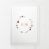 Elegant Burnt Orange Wappen Monogram Wedding Dreifach Gefaltete Einladung (Cover)