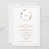 Elegant Burnt Orange Wappen Monogram Wedding Einladung (Vorderseite)