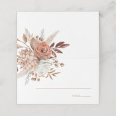 Elegant Burnt Orange Watercolor Blume Platzkarte (Außenseite Aufgefaltet)
