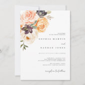 Elegant Burnt Orange Watercolor Florals Wedding Einladung (Vorderseite)