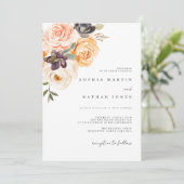 Elegant Burnt Orange Watercolor Florals Wedding Einladung (Stehend Vorderseite)