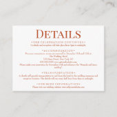 Elegant Burnt Orange Wedding Details Begleitkarte (Vorderseite)